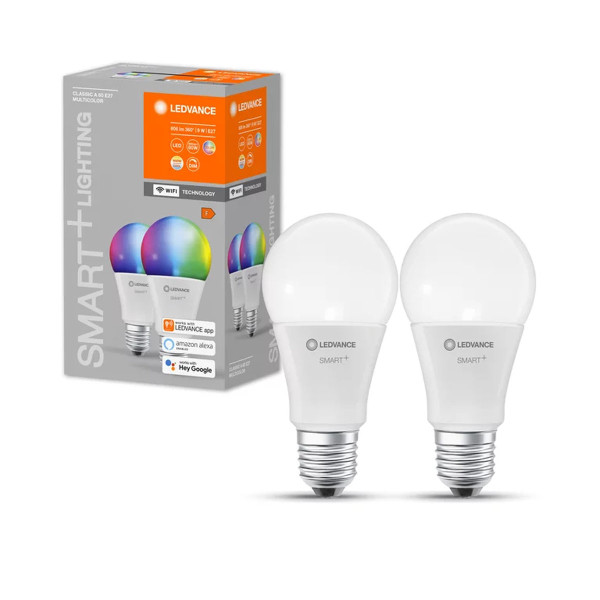 Светодиодная лампа LEDVANCE Smart WI-FI A60 9W 806Lm RGBW + 2700-6500K 230V E27 Матовый (Frosted) (4058075521438) коробка 2 шт, 100024158