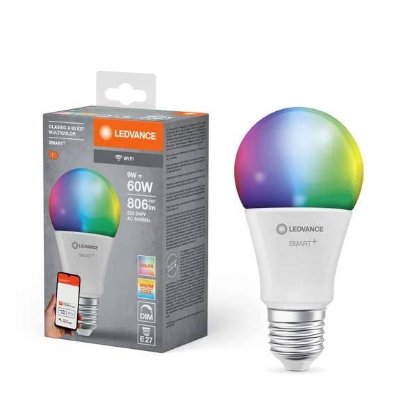Светодиодная лампа LEDVANCE Smart WI-FI A60 9W 806Lm RGBW + 2700-6500K 230V E27 Матовый (Frosted) (4058075778450), 100024156