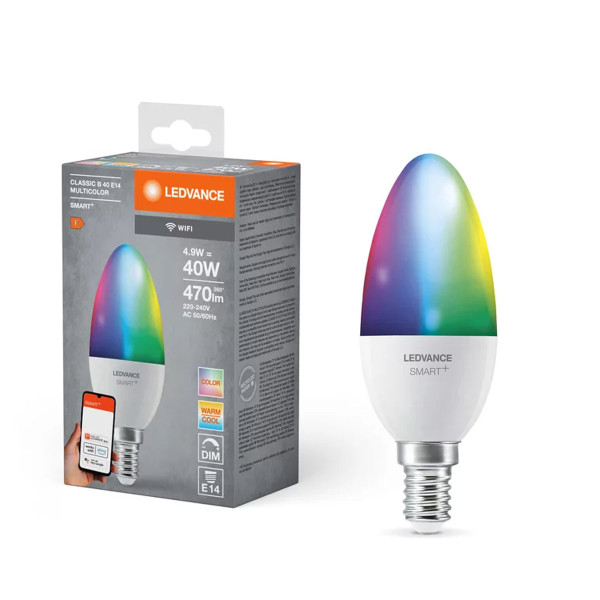 Светодиодная лампа LEDVANCE Smart WI-FI B40 5W 470Lm RGBW + 2700-6500K 230V E14 Матовый (Frosted) (4058075778597), 100024161