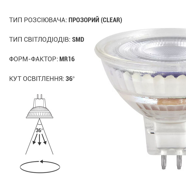 Светодиодная лампа LEDVANCE LED Reflector Performance MR16 3,8W 345Lm 3000K AC/DC 12V GU5.3 Рефлектор (4099854068072), 100024125