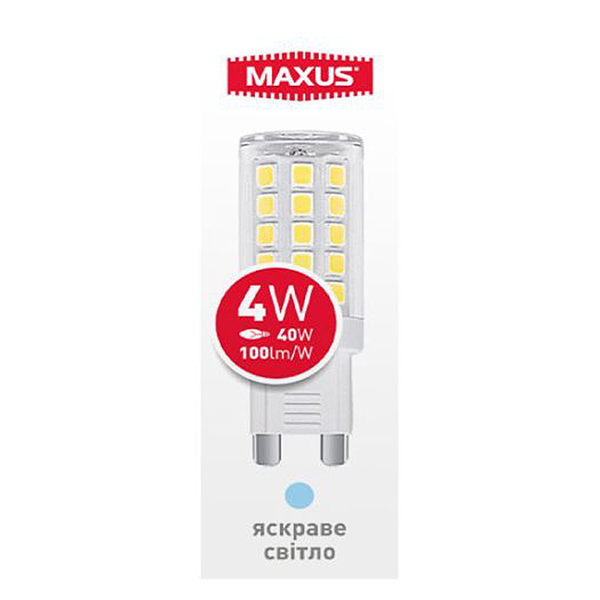 Светодиодная лампа MAXUS JCD 4W 400Lm 4100K 220V G9 Clear (1-LED-790), 100023495