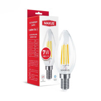 Светодиодная лампа MAXUS филамент C37 FM 7W 840Lm 2700K 220V E14 Clear (1-MFM-734)