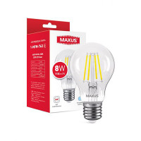 Светодиодная лампа MAXUS филамент A60 8W 920Lm 2700K 220V E27 Clear (1-MFM-763)
