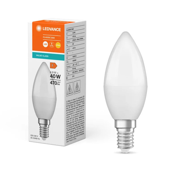 Светодиодная лампа OSRAM LED Classic Value B40 6W 470Lm 2700K 230V E14 Матовый (Frosted) (4052899326453), 100002098