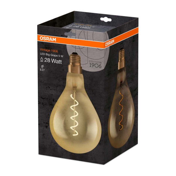 Светодиодная лампа OSRAM Vintage 1906 Classic A160 5W 250Lm 2000K 230V E27 Прозрачный (Amber) (4058075091993), 100015250
