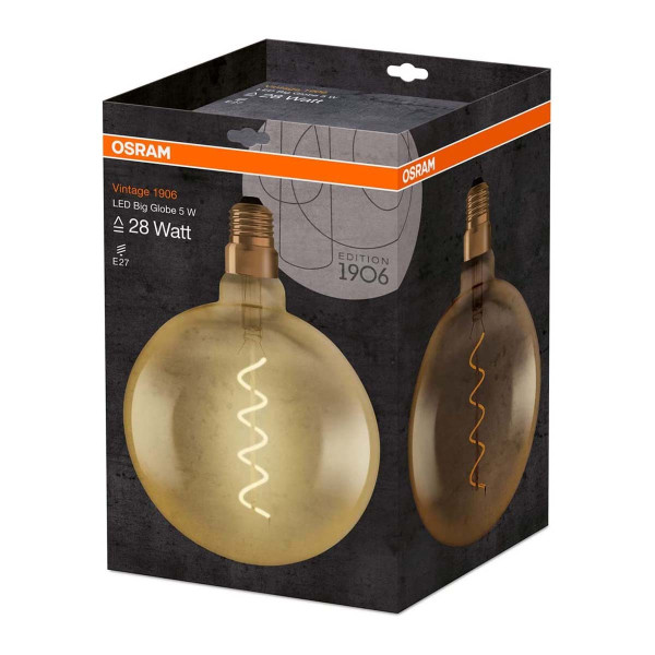 Светодиодная лампа OSRAM Vintage 1906 Globe Filament G200 5W 250Lm 2000K 230V E27 Прозрачный (Amber) (4058075092013), 100015248