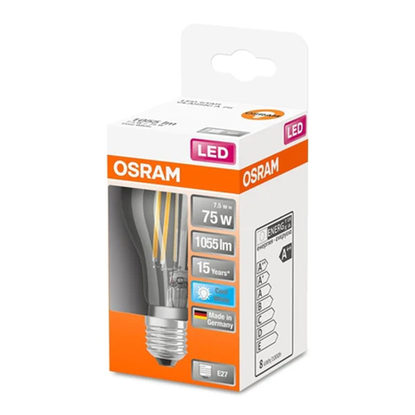 Светодиодная лампа OSRAM LED Classic Performance Filament A60 7,5W 1055Lm 4000K 230V E27 Прозрачный (Clear) (4058075112445), 100022503
