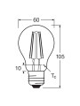 Светодиодная лампа OSRAM LED Classic Performance Filament A60 7,5W 1055Lm 4000K 230V E27 Прозрачный (Clear) (4058075112445), 100022503