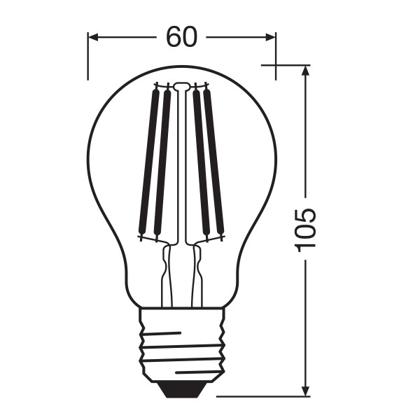 Светодиодная лампа OSRAM LED Classic Performance DIM Filament A60 11W 1521Lm 2700K 230V E27 Прозрачный (Clear) (4058075245907), 100020789