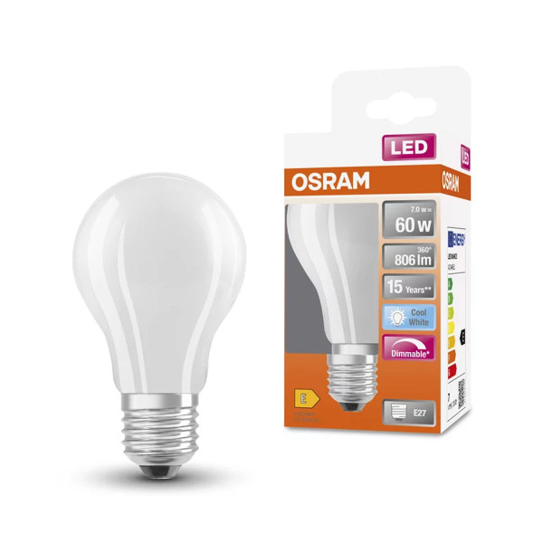 Светодиодная лампа OSRAM LED Classic Performance DIM A60 7W 806Lm 4000K 230V E27 Матовый (Frosted) (4058075434608), 100024094