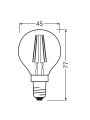 Світлодіодна лампа OSRAM LED Classic Performance Filament P45 6,5W 806Lm 2700K 230V E14 Прозорий (Clear) (4058075447875) , 100020834