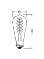 Світлодіодна лампа OSRAM Vintage 1906 Edison Filament ST64 7,8W 360Lm 1800K 230V E27 Smoke (4099854090981) , 100024145
