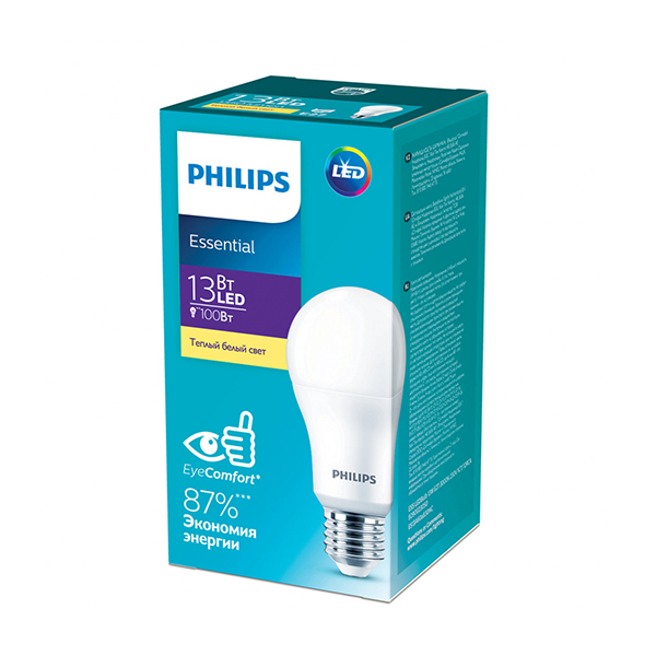 Світлодіодна лампа PHILIPS ESS LEDBulb A60 13W 1350Lm 3000K 220V E27 Frosted (929002305087) , 100020909