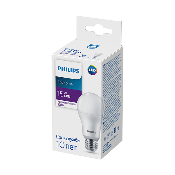 Світлодіодна лампа PHILIPS Ecohome LED Bulb A60 15W 1450Lm 4000K 220V E27 Frosted (929002305217) , 100023653