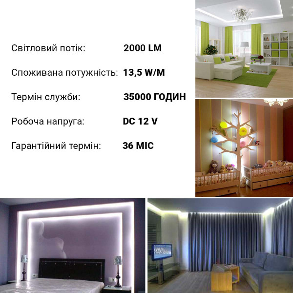 Светодиодная лента BIOM Professional 120-2835-12V-IP20 13,5W 2000Lm 7500-8000К 5м (BPS-G3-12-2835-120-CW), 100014499
