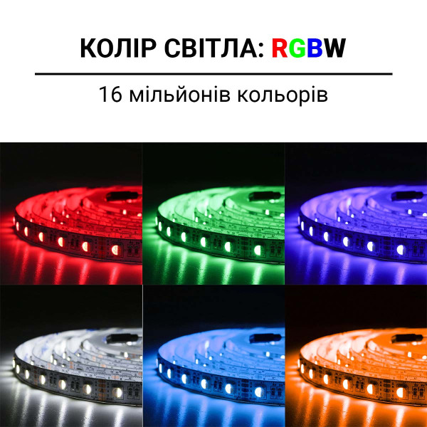 Светодиодная лента BIOM Professional 60-5050-12V-IP20 18W RGBW 5м (BPS-G3-12-5050-60-RGBW), 100014505