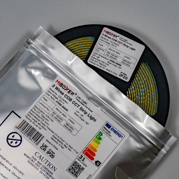 Светодиодная лента Mi-light COB CCT Tunable White 5мм 2700K-6500K 24V негерметичная (CSL2N2WH), 100023997